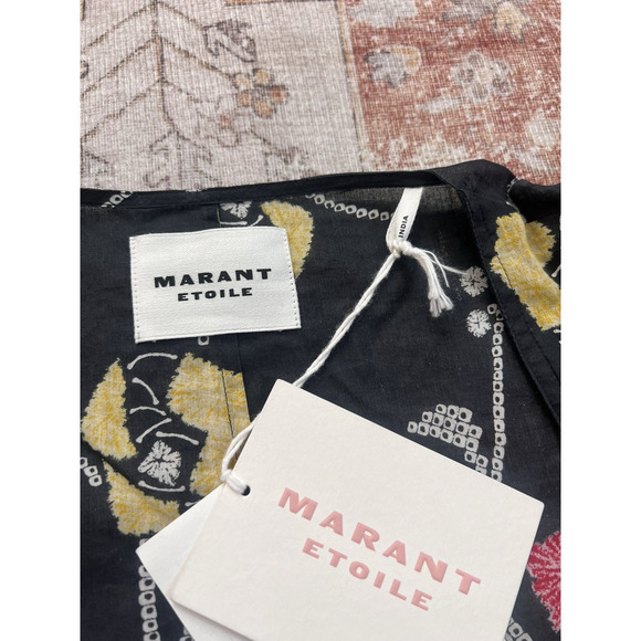 Isabel Marant Etoile Galdino Ruched Floral Print Ruffle Mini Dress Size 36 NWT - Picture 6 of 10